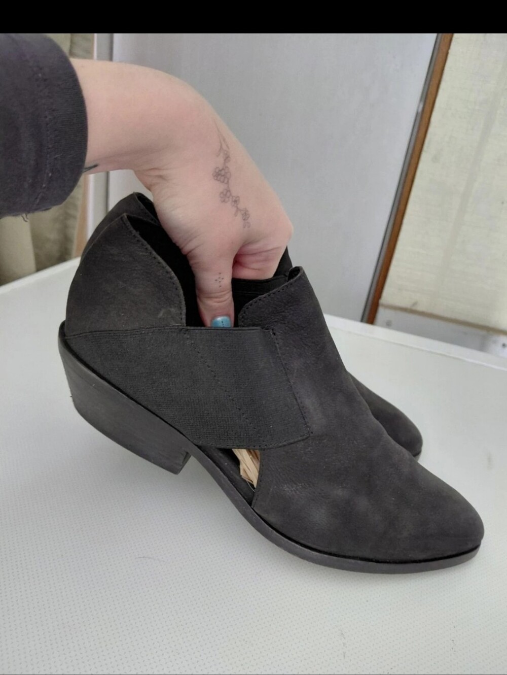 Eileen Fisher Booties womens US 9 Black Leather Western Boho Goth Lagenlook
